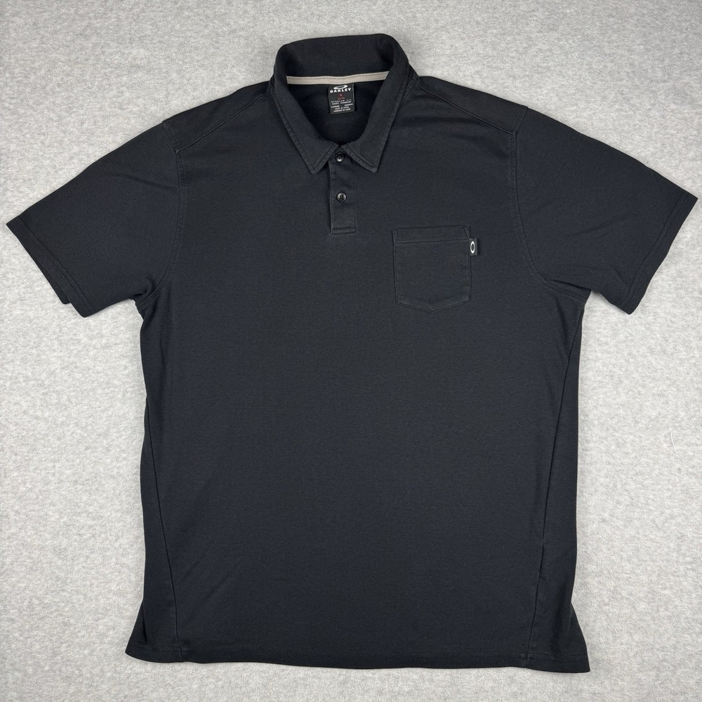 Oakley Regular Fit Mens XL Black Short Sleeve Golfing Polo Lightweight Pocket